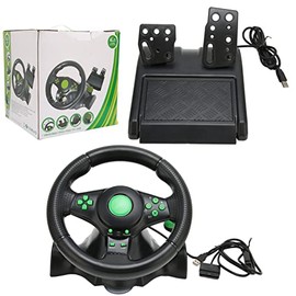 Volante de carreras para PC, volante de carreras giratorio 180 con succión fuerte, simulador de conducción ergonómico con pedales Hot Swap para PC    