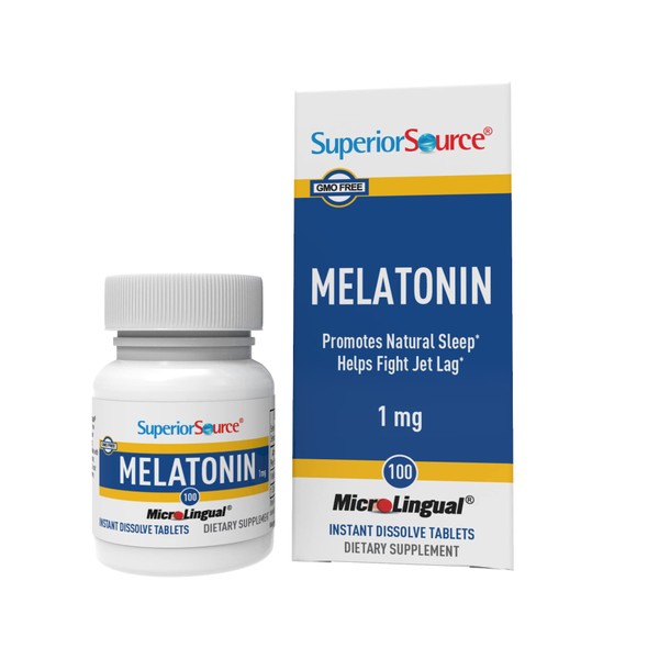 Superior Source Melatonin 1 mg, Under The Tongue Quick Dissolve Sublingual Tablets, 100 Ct, with Chamomile, Natural Sleep Support, Sublingual Melatonin, for Adults, Non-GMO