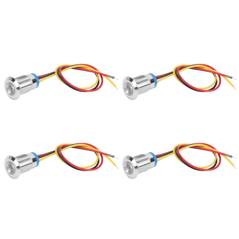 4 Sets PreWired Round LEDs Waterproof 2Color Light Common Anode