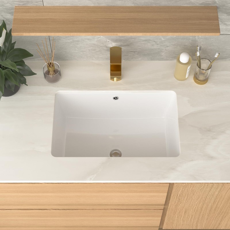 GhomeG 21 Inch Undermount Bathroom Sink Rectangular - 21"x13" White