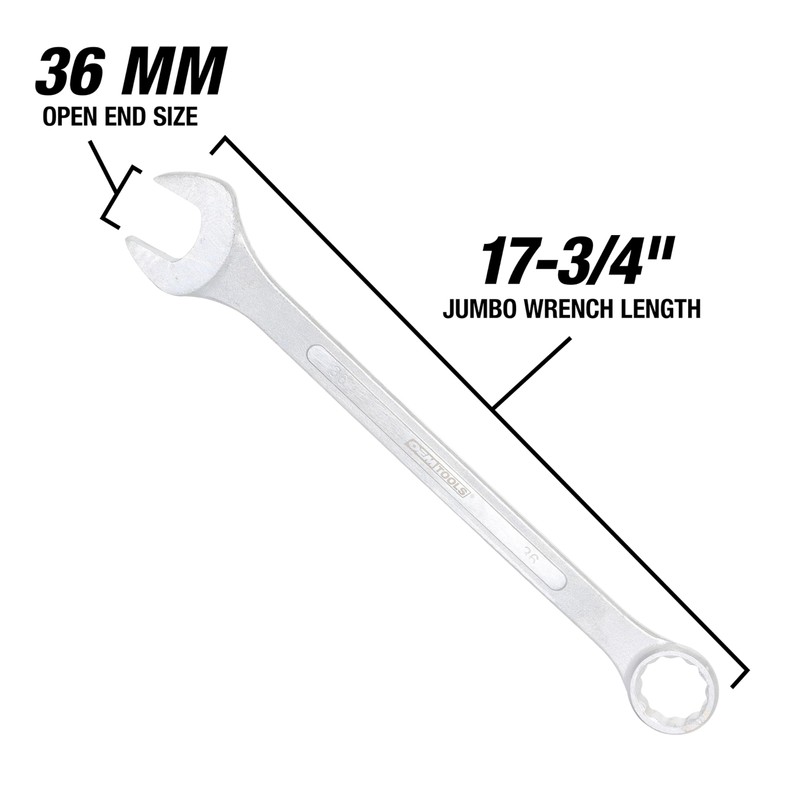 OEMTOOLS 22133 36mm Jumbo Combination Wrench, Chrome Plated, Raised Panel