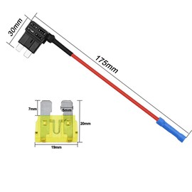 Aiqeer 3-Piece 12V/24V Medium Piggy Back Fuse Holders, Car Add-a-Circuit Fuse Tap with Wire Harness, Black, Zinc & ABS Material, 16 AWG Cable Guaranteed