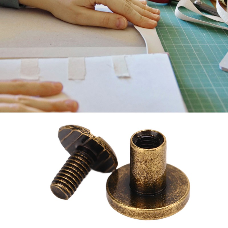 200 Set Chicago Screws Set 9.5x8mm Hard Thick Brass Uniform