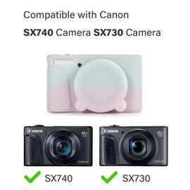 Rieibi SX740 Camera Case,Silicone Case for Canon powershot SX740/SX730 Camera,Silicone Protective Cover Compatible with Canon SX730/SX740 HS Digital Camera - jelly pink green