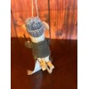 Silver Tree Felted Mouse Christmas Ornament On Skis With Knit