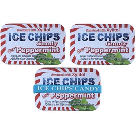 ICE CHIPS Xylitol Candy Tins 5.28 oz total (Peppermint, 3 Pack) - Includes BAND as shown
