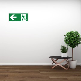 pubblimania Pack of 4 Emergency Exit Left PVC Stickers Robust for Outdoor and Indoor Use (Cm 29 x 13) (4 Exit Left)