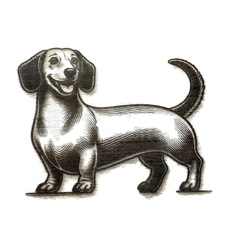 Breakfast Board Dachshund Design Real Beech Wood 22 x 12