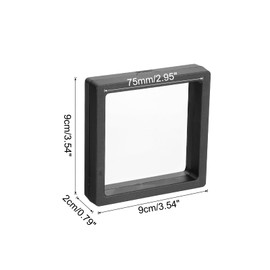 sourcing map Floating Frame Display Holder Stand 3D Jewelry Display Boxs 3.54 x 3.54 x 0.79 Inch Black for Ring Necklace Bracelet Earring Pack of 4