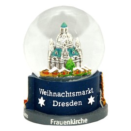 Souvenir Schneekugel Weihnachten Weihnachtsmarkt Striezelmarkt Dresden | B: 65 mm H: 85 mm | Reiseandenken Deutschland | 30020