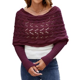 Wantonfy Scarf Women's Sleeves Scarf Sweater Wrap Pashmina Scarves and Scarves for Autumn Winter, Date red