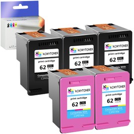 KCMYTONER 62XL Remanufactured Ink Cartridge Replacement for HP 62 XL Compatible with Envy 7640 5660 7645 5540 Officejet 200 250 Printer (3 Black, 2 Color)