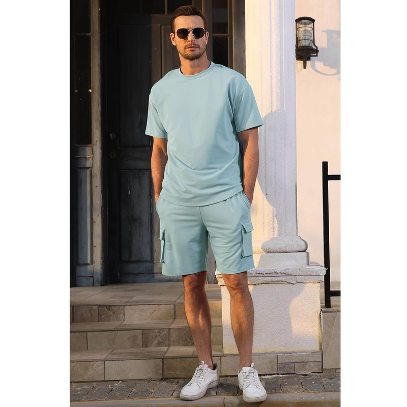 Fastkoala Men's Tracksuit Outfit Set Two Piece Round Neck Suits