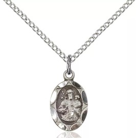 Bliss Sterling Silver Saint St Joseph Oval Medal Pendant Necklace 18" Chain GiftBox