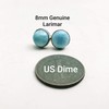 Handmade Natural Larimar 8 mm Sterling Silver Stud Earrings