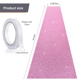 Tatuo Carpet Runner Runway Rug 55 GSM Thickness with Carpet Tape for Wedding Christmas Xmas Thanksgiving Outdoor Accessories, Wedding Party Hallway Rug (Glitter Pink,2.46 x 30 Feet)