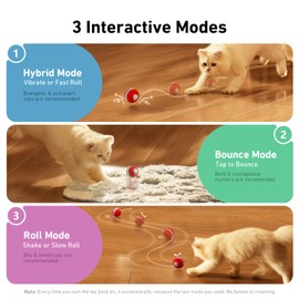 Cheerble 【2025 Upgrade Interactive Cat Ball Toy, Wicked Ball M3, Automatic Moving Ball Toy for Indoor Cat Kitten, Smart Anti-Depression Pet Toy Fun Gift with Light