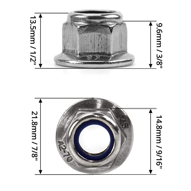 TA-VIGOR 10Pcs M10 Flange Lock Nuts, Stainless Steel Nylon Insert