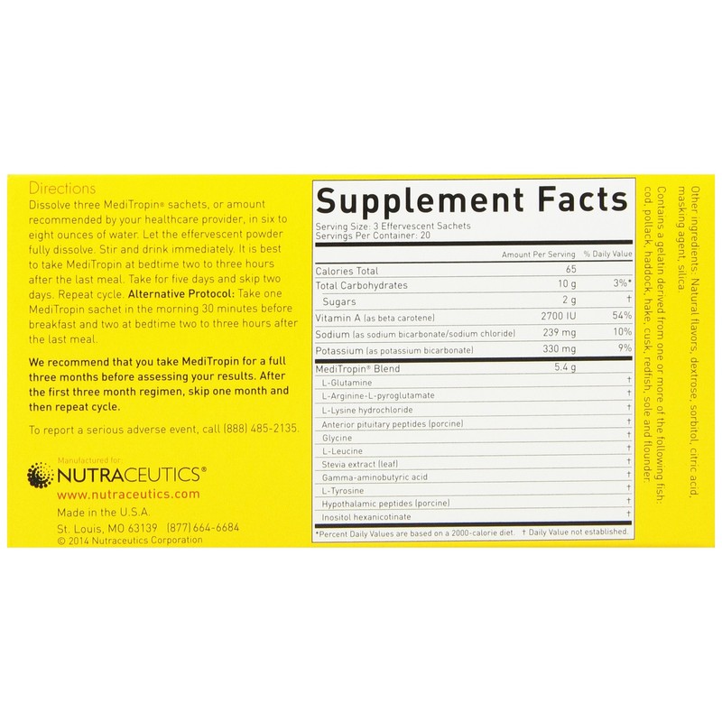 MediTropin Dietary Supplement, 60 Effervescent Sachets, 1.3 lb Box