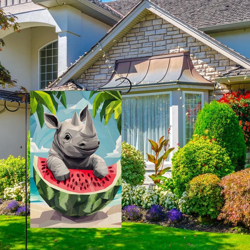 isegMind Hello Summer Watermelon Garden Flags for Outside 12x18 In