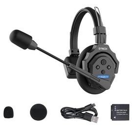 BAFONGCINE SYNCO XTalk X1 Wireless Headset Intercom System,2.4GHz Full Duplex 350M/1148FT Real-time Monitoring,20-Hour Battery Life Telephone Headsets for Team Communication