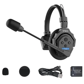 BAFONGCINE SYNCO XTalk X1 Wireless Headset Intercom System,2.4GHz Full Duplex 350M/1148FT Real-time Monitoring,20-Hour Battery Life Telephone Headsets for Team Communication