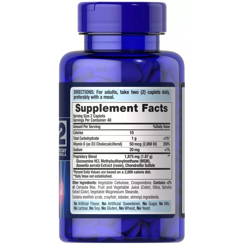 Puritan's Pride Glucosamine Chondroitin MSM With D3 50mcg (2000 IU),