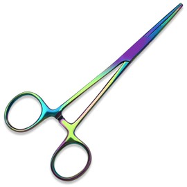 XTRM CRAFT Bandage, Castroviejo, & Iris Scissors, & Kelly, & Mosquito Forceps Rainbow - Stainless Steel, DIY Crafting Scissors and Forceps Multicolors (Mosquito Forceps, 5 inches Straight)