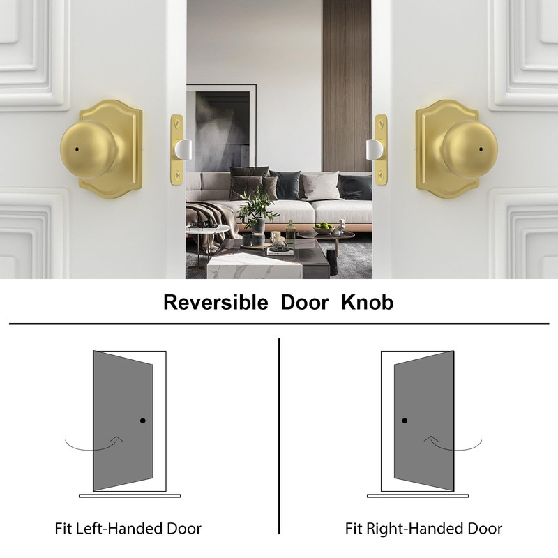 goldenwarm 1 Pack Brushed Gold Privacy Door Knobs Interior for