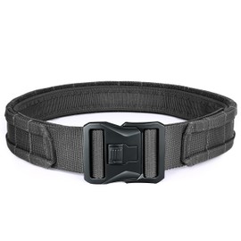 JIPIMON Battle Molle Belt Military Grade, Newly Upgrade Quick Release Buckle 2.0" Tactical Belt, Law Enforcement Duty Belts (Black, Small)