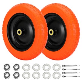 13" Flat Free Wheels Replacement for GOR Garden Cart Tires, 4.00-6 Solid Tires with 5/8"Bearings, 13" No Flat Wheels for GOR Garden Carts/Hand Trucks/Garden Carts（Orange）