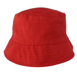 Ormromra Reversible Fisherman Bucket Hat, Unisex Cotton Sun Hat Men Women, Red Colour for Camping, Hiking, Travelling, Football, Summer Sun Beach Hat with Adjustable Red Design, Size 56-58cm