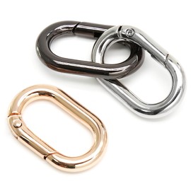 Hordion 10pcs Spring Key Ring Tiny Carabiner Clip, Oval Spring Clasp Connector Snap Hooks Fastener for Bags Purses Keychain Dog Tag Clips, Light Gold