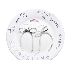 Doubnine Bow Tie Ribbon Drop Dangle Earrings Minimal Love Sweet Wedding Jewelry for Women(silver)