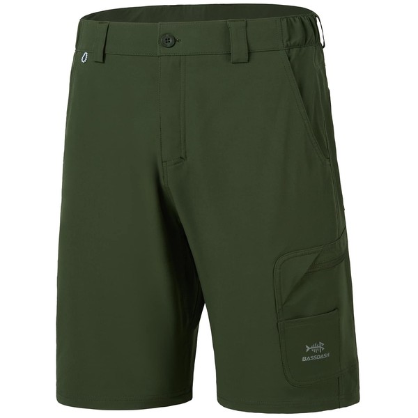 BASSDASH 10.5” Mens Fishing Cargo Shorts Quick Dry UPF 50+