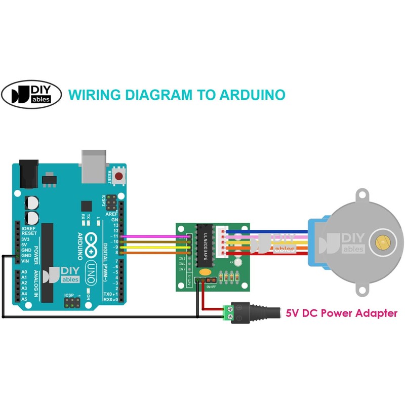 DIYables 28BYJ-48 ULN2003 5V Stepper Motor with Driver for Arduino,