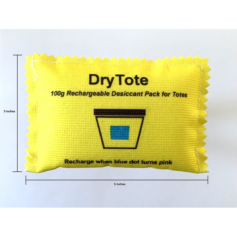 DryTote Rechargeable Desiccant Pack, Ultimate Moisture Absorption, Color Change Indicator,