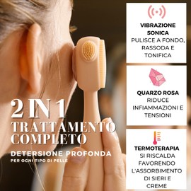 ROWALU JSKIN PRO Cleansing Brush Face Facial Cleansing Brush with Dual Action Technology - Sound Vibrations for Deep Cleansing and Warming Rose Quartz Stones that Nourish the Skin