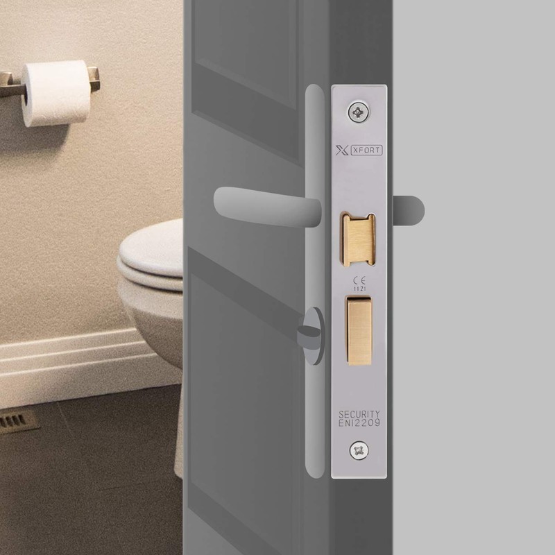 XFORT® Polished Chrome Bathroom Lock 65mm for Internal Wooden Doors,