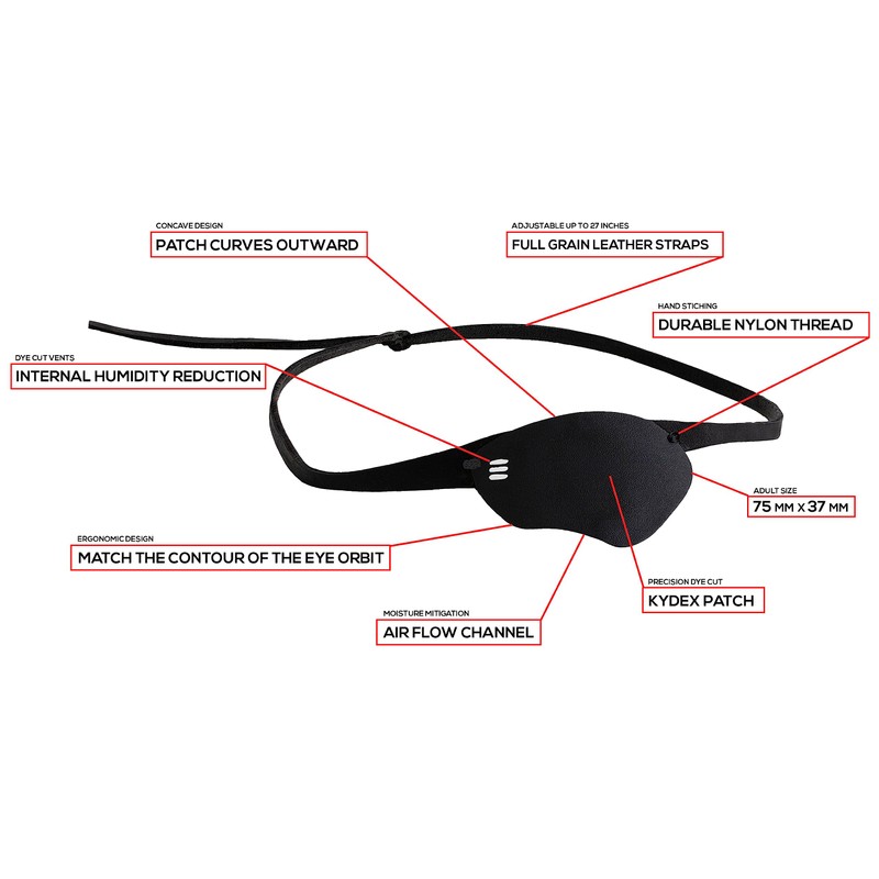 Eye Patch, Black, Concave, Air Vents, Adult Size, Kydex Body,