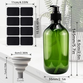 Soap Dispenser Shampoo Bottles for Filling Shower Gel Dispenser Pack of 4 Pump Dispenser 500 ml Pump Bottle Shampoo Dispenser with Waterproof Labels Funnel