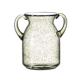 JSY-UP Medium Clear Glass Vase with Double Ear and Decorative Handmade Filler Bubbles, (Blue, Purple, Grey, Green) Colorful Flower Vases for Decor(Grey-Medium)