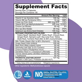 Naticura Liver Cleanse Plant-Based Formula - Vegan Full-Spectrum Supplement with Milk Thistle, Vitamin C and Zinc for Liver Function and Immune Support - 120 Capsules - No Fillers or GMO