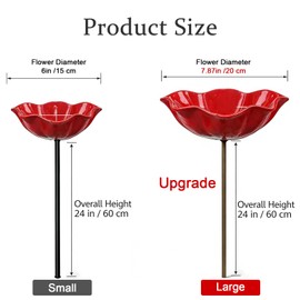 PYSUG Small Bird Bath for Outsides, Handmade Metal Flower Garden Stake Birdbaths & Feeder Bowl for Garden Patio Yard Lawn Decor