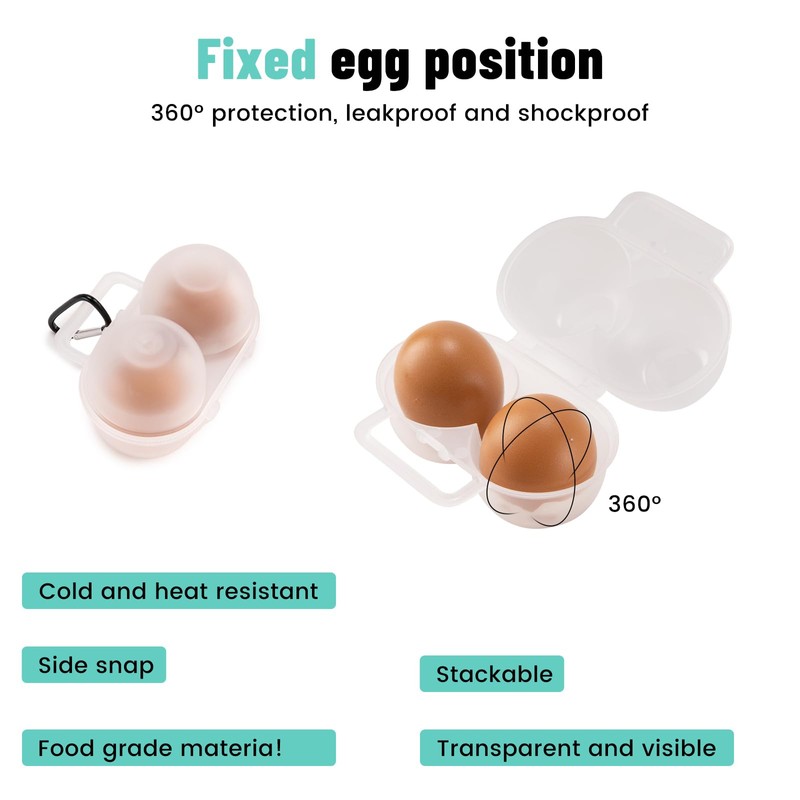 2pcs Egg Holder Container, 2 Girds Plastic Egg Storage Box