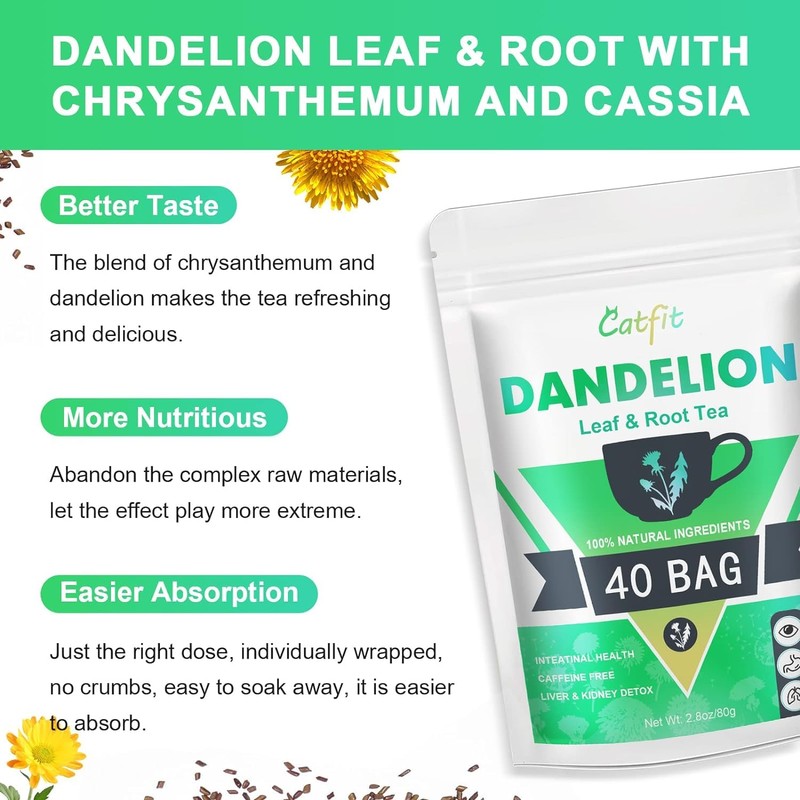 Organic Dandelion Root Herbal Tea, Premium Dandelion Root Leaf with