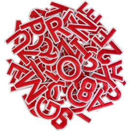 TXSN 72pcs Iron on Letters and Numbers Patches, Embroidered Letters and Numbers Applique Patches for Clothing, Hat, Jacket, Jeans, Backpacks, Bags and More, Red