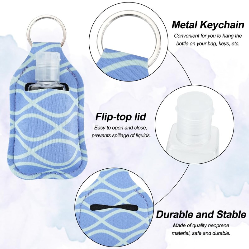 IBEQUEM 8Pcs Hand Sanitizer Keychain Holders, Empty Hand Sanitizer Holders