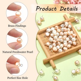 Airssory 100 Pcs Natural Pink Cultured Freshwater Pearl Charms Bulk for Jewelry Making Bracelet Earrings Necklace DIY Craft