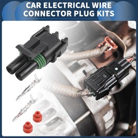 INFINAUTO 2 Pin Car Electrical Wire Connector Plug Kits, 2.5mm Series Car RV Truck Female Cable Terminal Housing Black Green, 1 Set